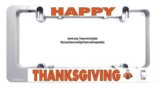 Thanksgiving LumiSign insert with “THANKSGIVING” orange text and turkey icon