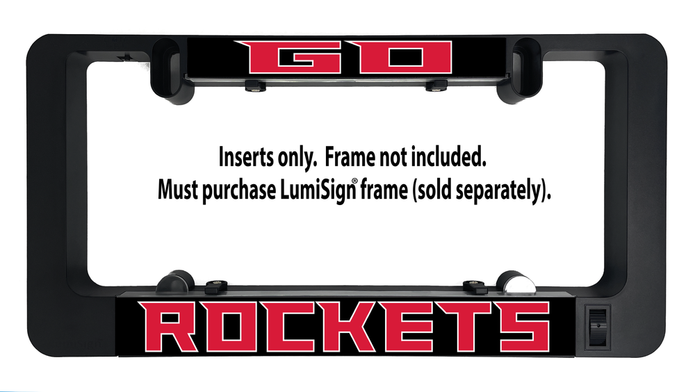 GO ROCKETS LumiSign insert panel with “Inserts only” text and red rockets