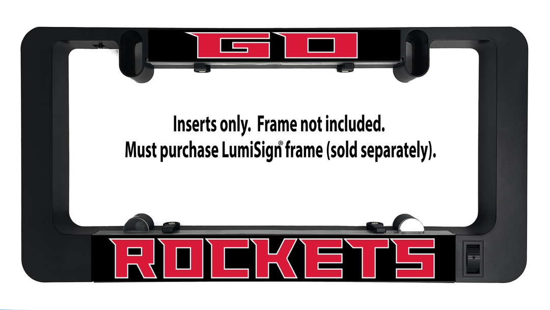 GO ROCKETS LumiSign insert panel with “Inserts only” text and red rockets