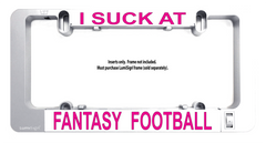 LumiSign fantasy football light insert in a gray holder, showing hot pink text bar.