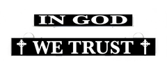 LumiSign insert, black panel with 'IN GOD' and 'WE TRUST' lettering