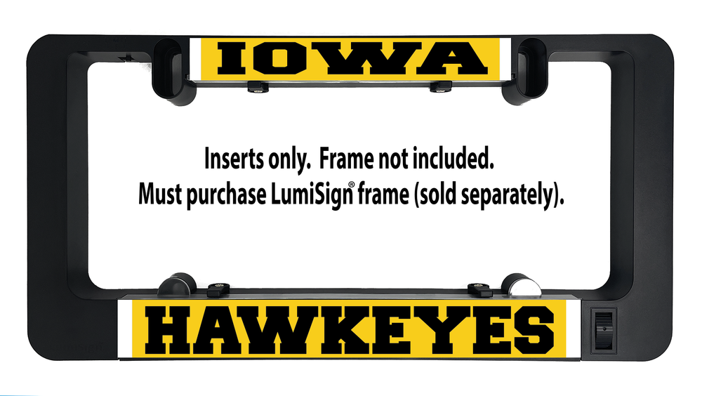 Iowa Hawkeyes LumiSign insert strips, yellow with black 'HAWKEYES' lettering