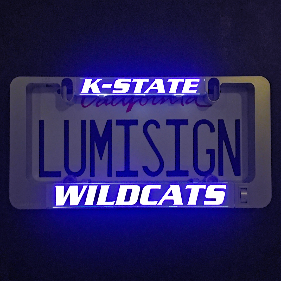 Glowing K-State Wildcats LumiSign insert with K-STATE and WILDCATS text
