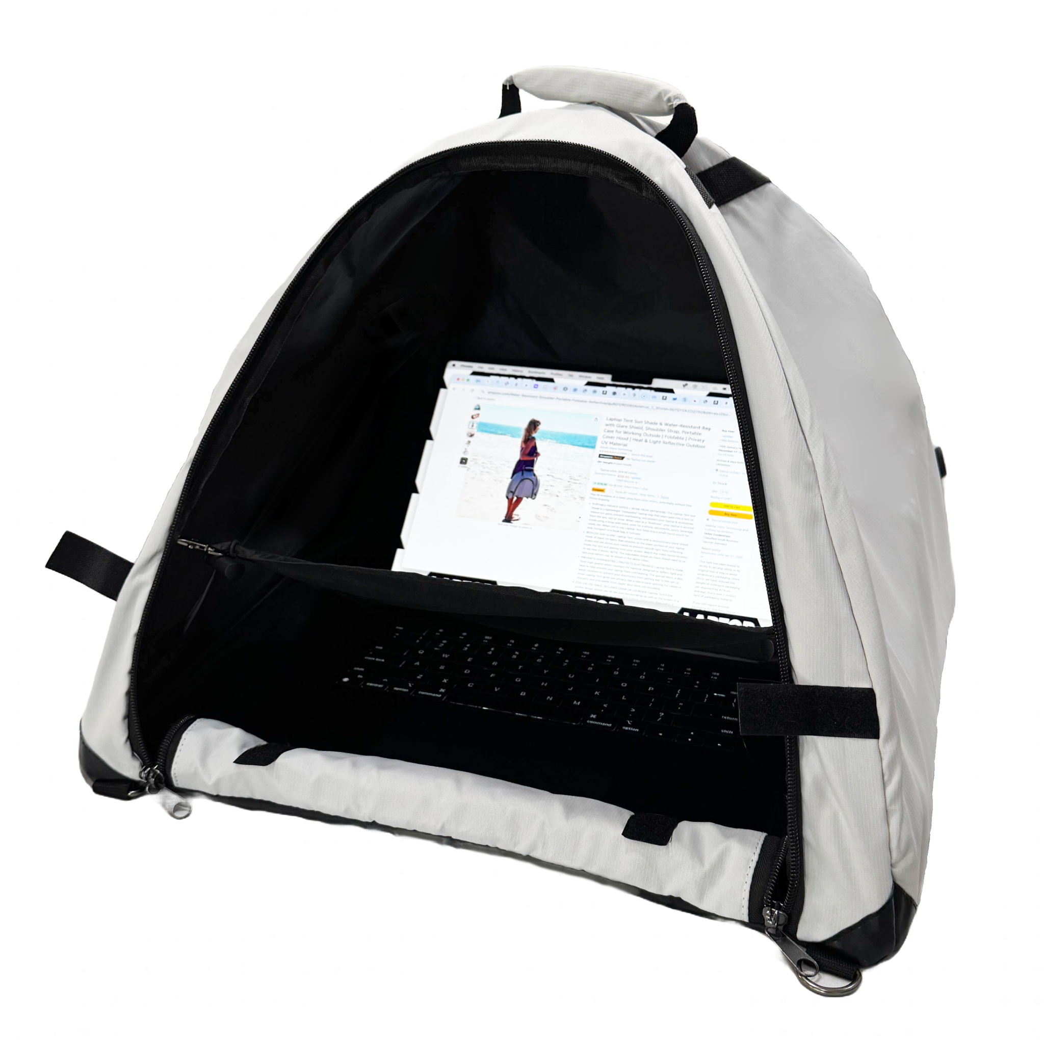 LAPTOP TENT - Portable Sun Shade & Water-Resistant Beach Bag for