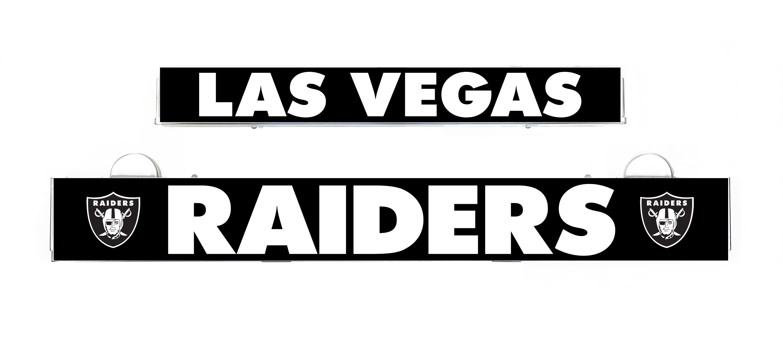 Las Vegas Raiders LumiSign insert with LAS VEGAS and RAIDERS lettering on dark panel