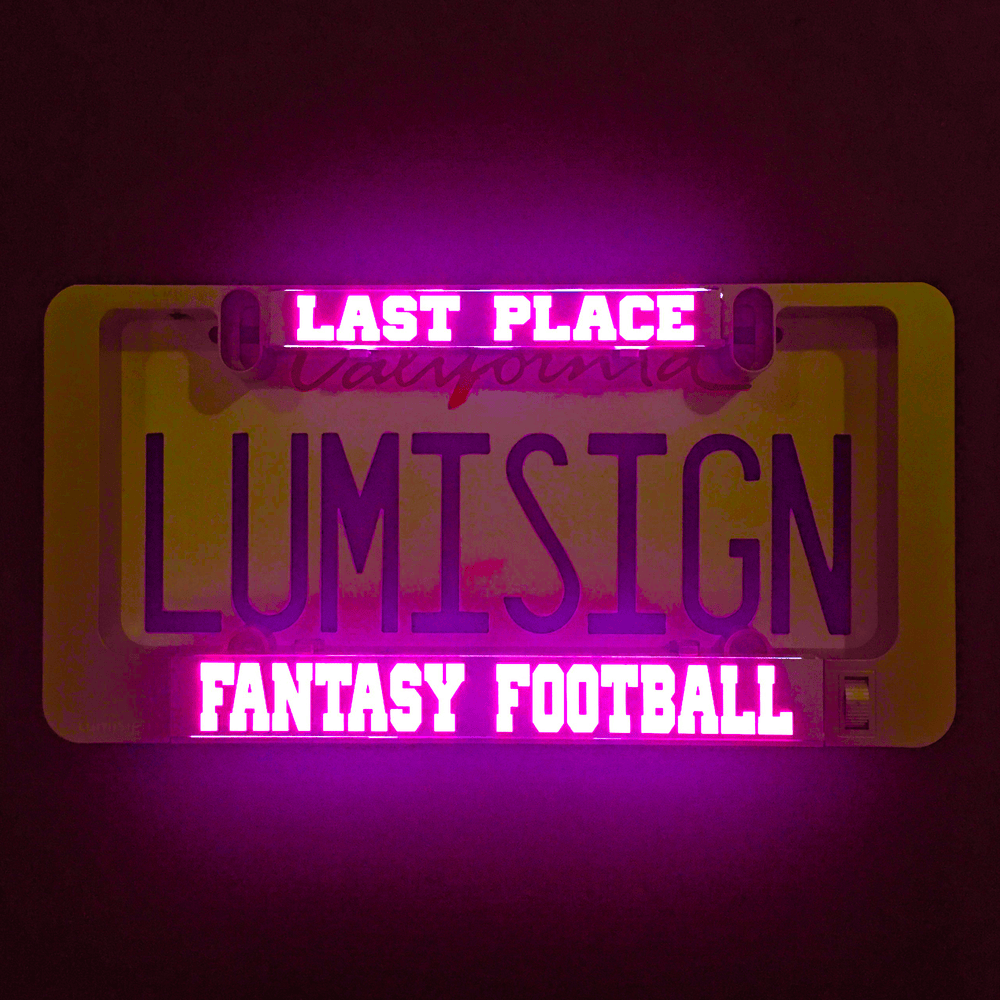 LumiSign last place fantasy football illuminated insert with purple light
