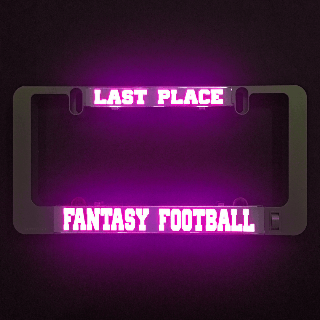 LumiSign last place fantasy football illuminated insert with magenta “LAST PLACE”