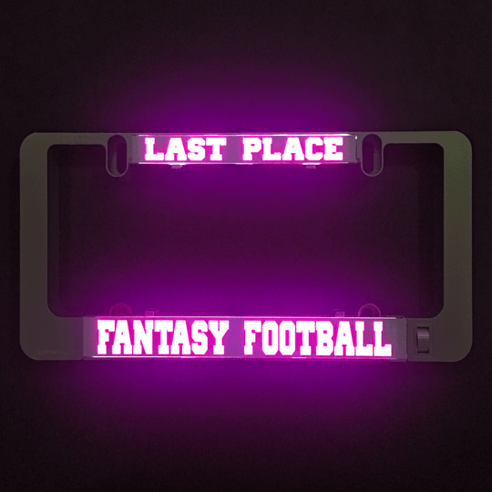 LumiSign last place fantasy football illuminated insert with magenta “LAST PLACE”