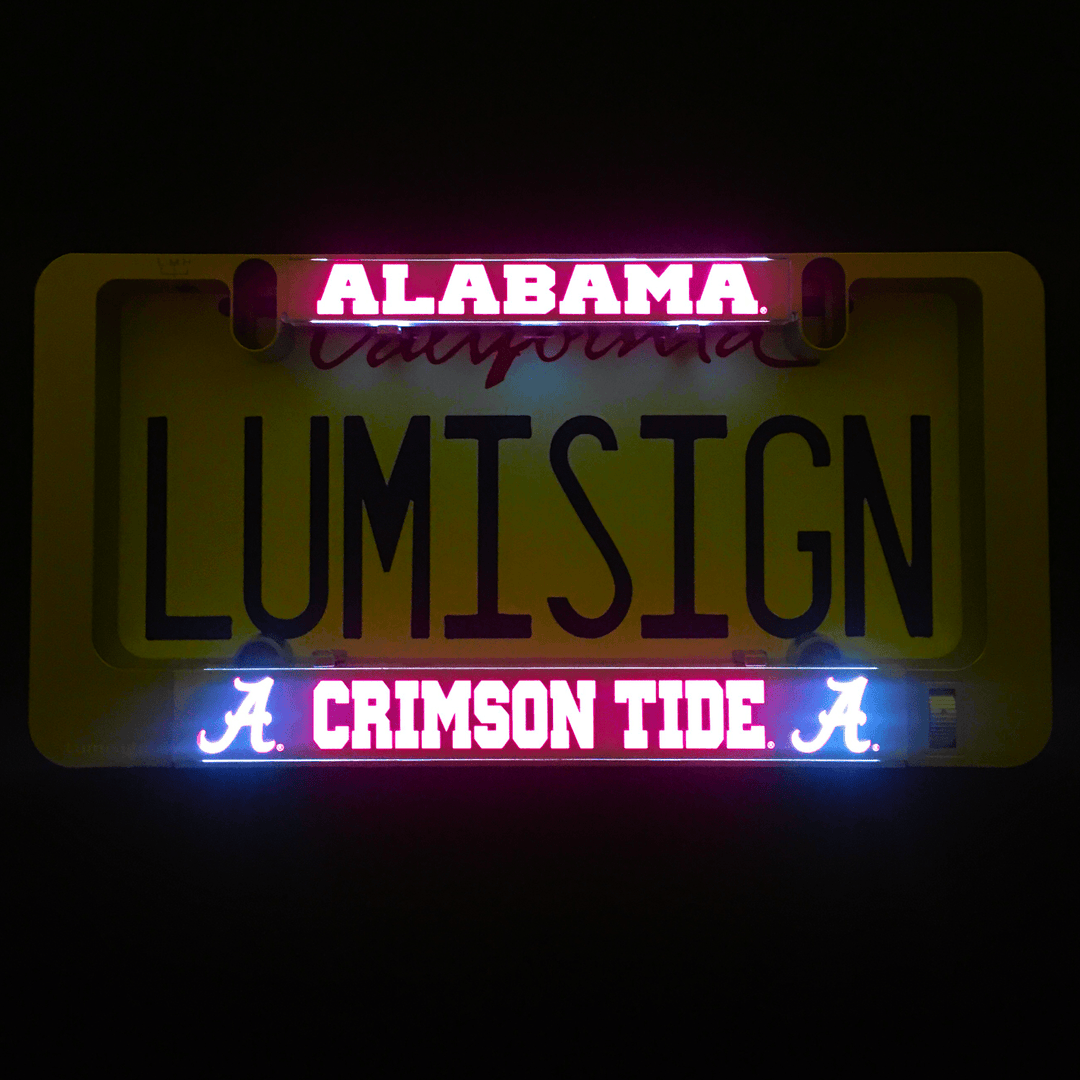 Alabama Crimson Tide LumiSign insert glowing with ALABAMA and CRIMSON TIDE lettering