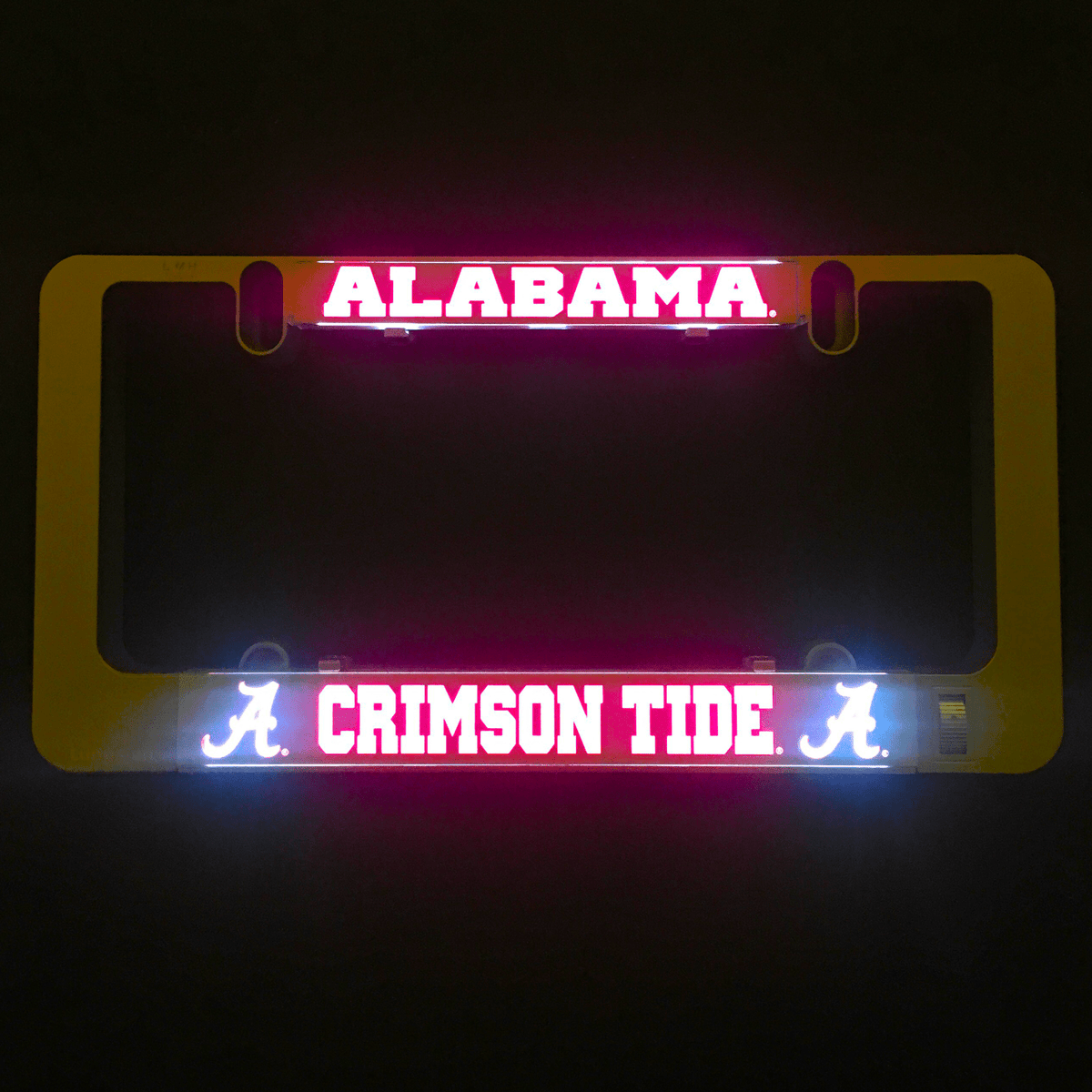 Glowing Alabama Crimson Tide LumiSign insert with ALABAMA above and CRIMSON TIDE below