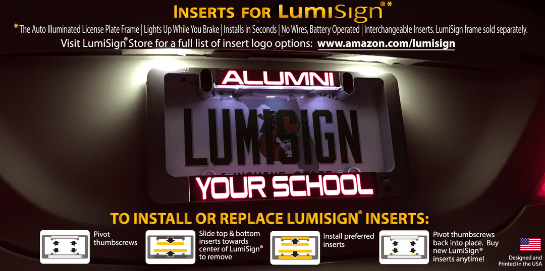 LUMISIGN inserts installation guide with steps for setting up illuminated inserts
