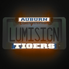 Illuminated LumiSign insert reading LUMISIGN TIGERS with orange Auburn top