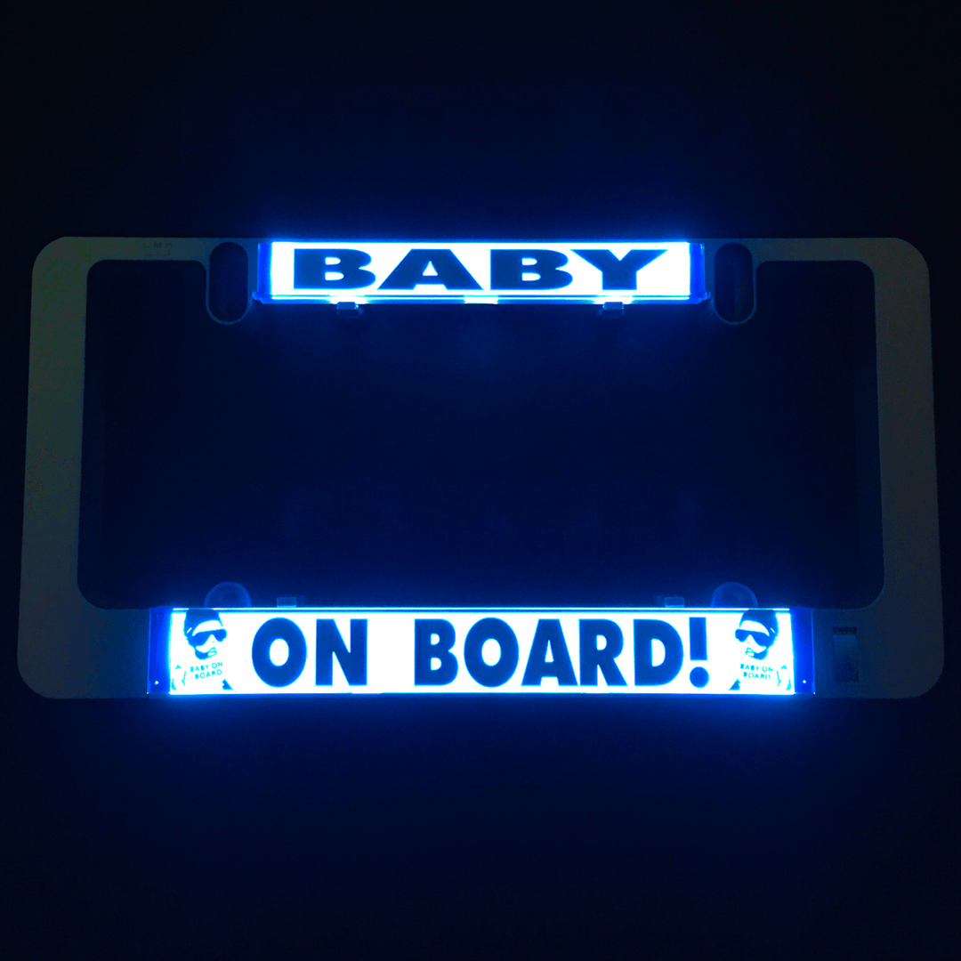 Baby Boy On Board illuminated insert, blue "BABY" and "ON BOARD!" message