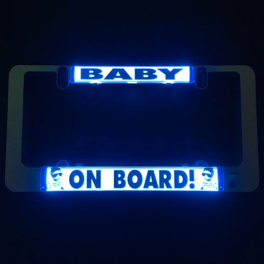 Baby Boy On Board illuminated insert, blue "BABY" and "ON BOARD!" message