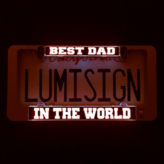 Illuminated Best Dad in the World LumiSign insert with red glowing border text