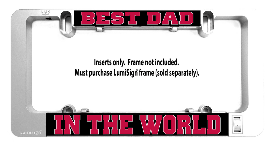 Best Dad in the World LumiSign light insert, clear plastic card with clip corners