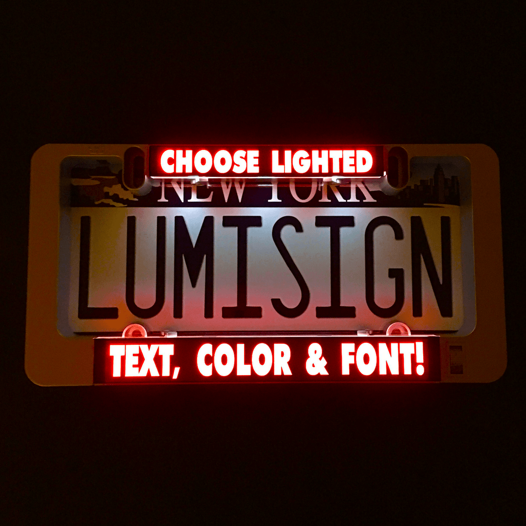 LUMISIGN lit sign insert showing choose, light up, text color and font options