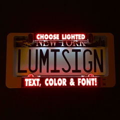 LUMISIGN lit sign insert showing choose, light up, text color and font options