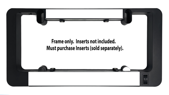 LumiSign black license plate frame with empty insert area and side control panel