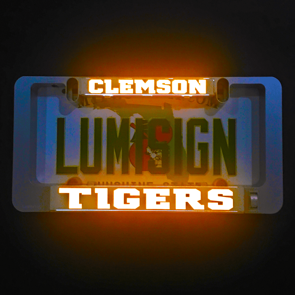 Clemson Tigers LumiSign insert frame with glowing CLEMSON and TIGERS text