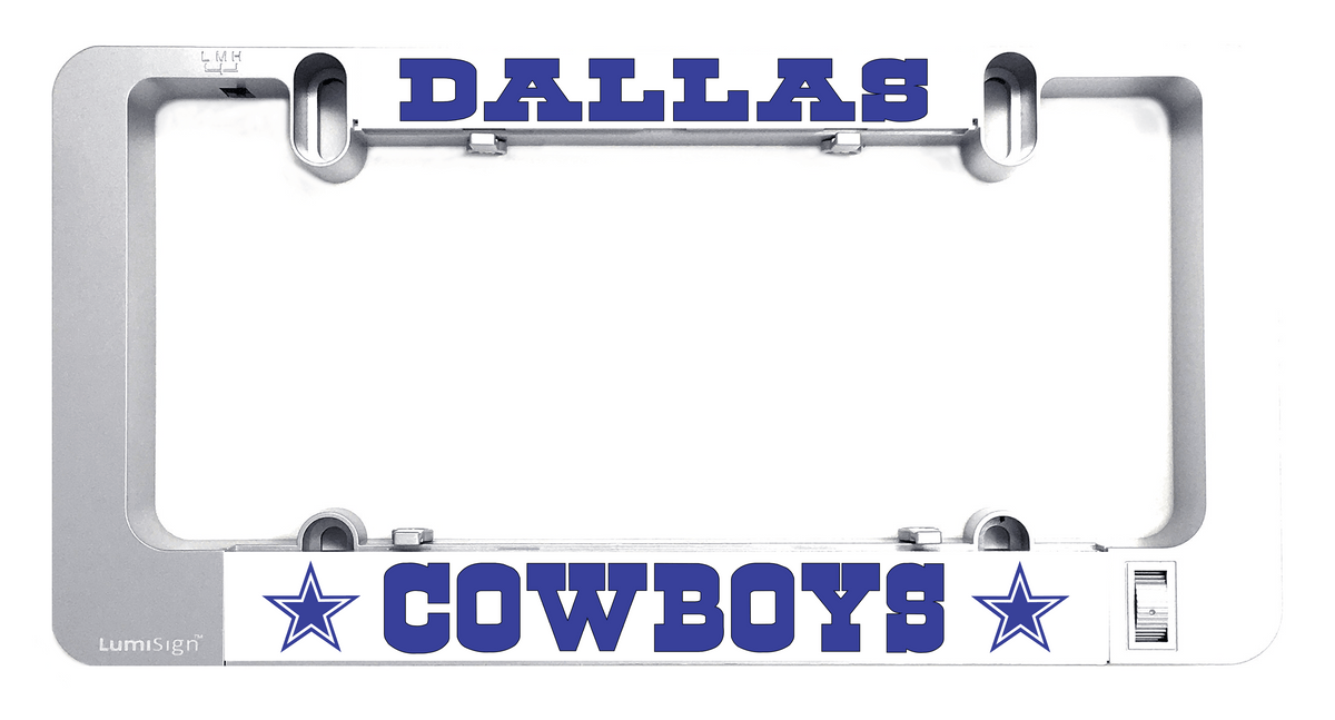 Dallas Cowboys LumiSign insert in a white frame holder with blue logo