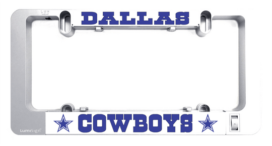 Dallas Cowboys LumiSign insert in a white frame holder with blue logo
