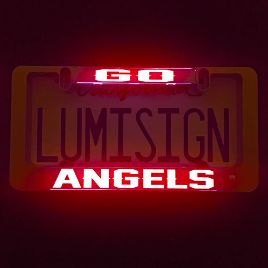 GO ANGELS LumiSign insert with bright white ANGELS text on red