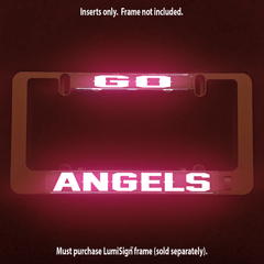 Illuminated GO ANGELS LumiSign insert, white ANGELS on red backing