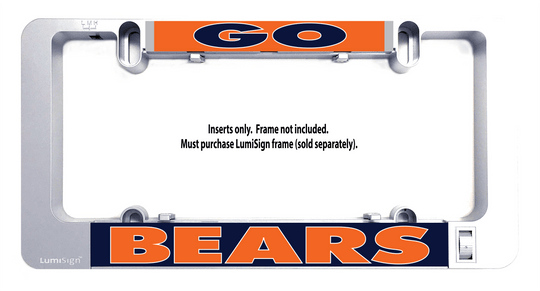 LumiSign BEARS LED insert with orange and blue letters on mounting tray