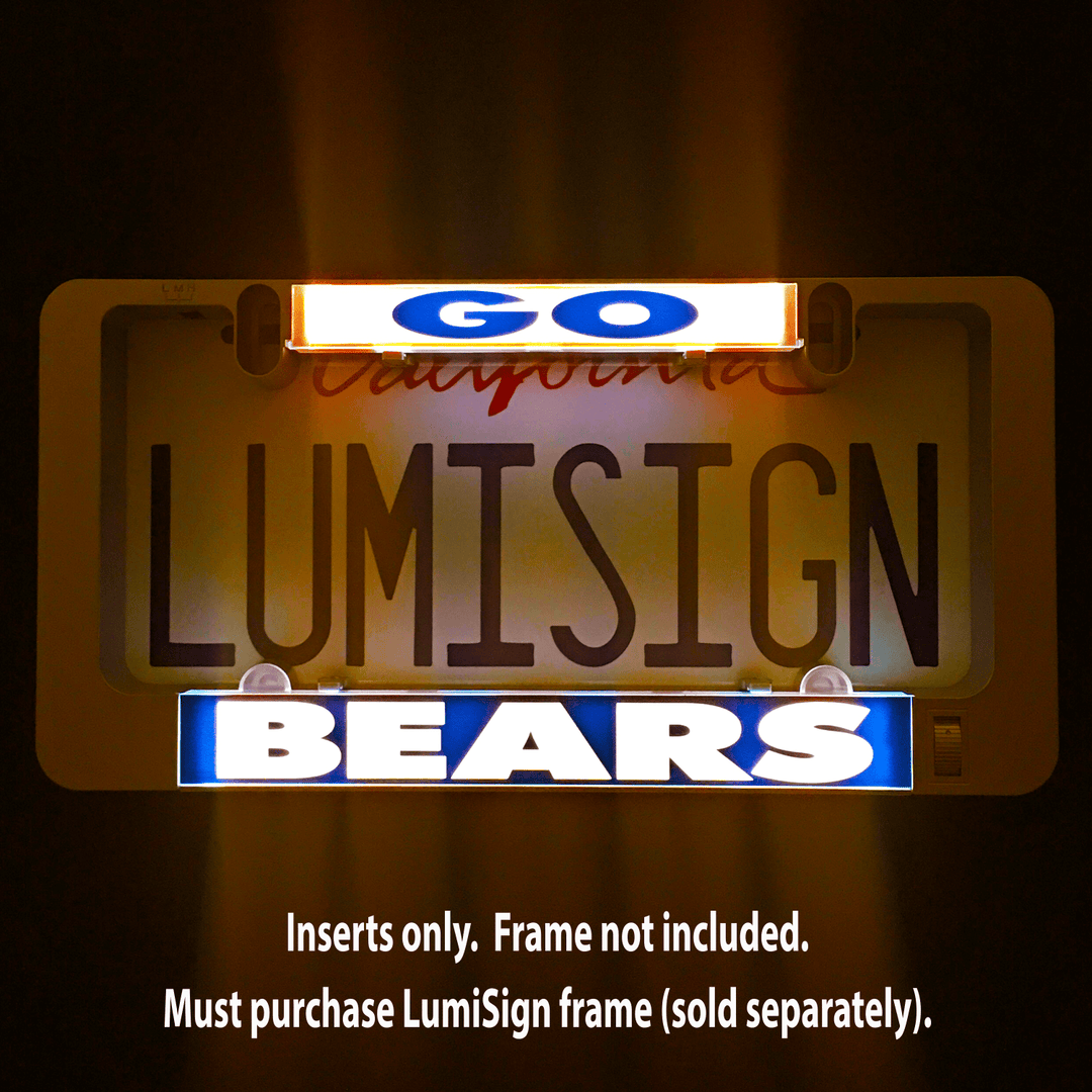 LumiSign LED insert displaying GO and BEARS on illuminated panel