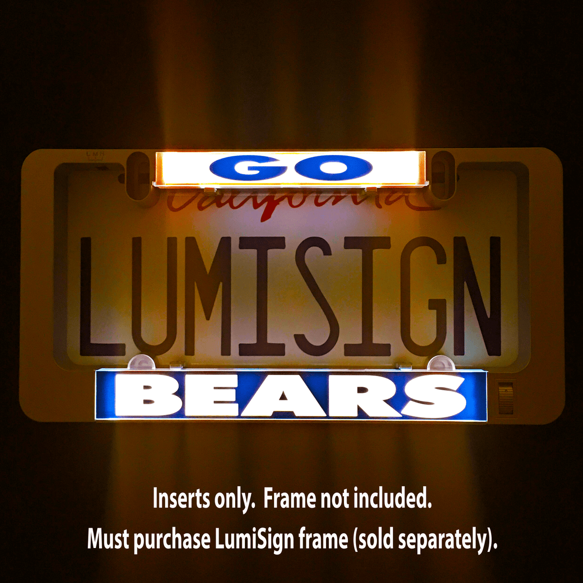 LumiSign LED insert displaying GO and BEARS on illuminated panel