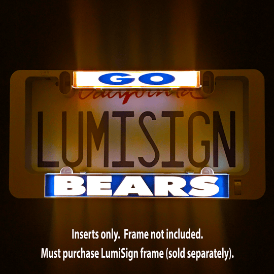 LumiSign LED insert displaying GO and BEARS on illuminated panel