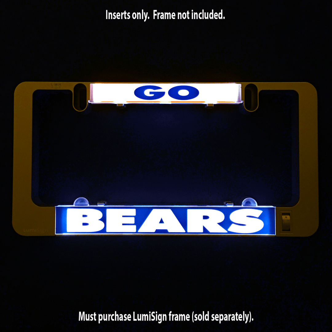 LumiSign illuminated insert showing GO on top and BEARS on bottom