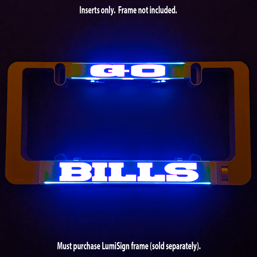 LumiSign illuminated insert with BILLS lettering in bright blue light