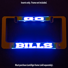 LumiSign illuminated insert with BILLS lettering in bright blue light