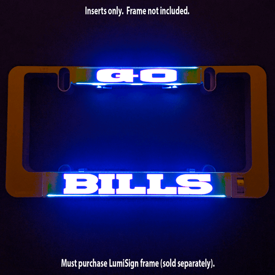 LumiSign illuminated insert with BILLS lettering in bright blue light