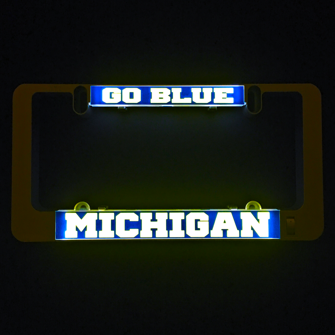Illuminated LumiSign insert with Go Blue banner and Michigan word panel