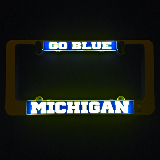 Illuminated LumiSign insert with Go Blue banner and Michigan word panel