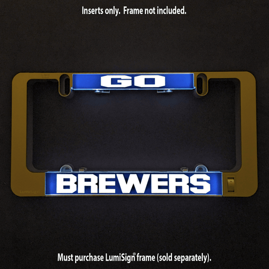 LumiSign GO BREWERS insert with blue LED panel; frame not included