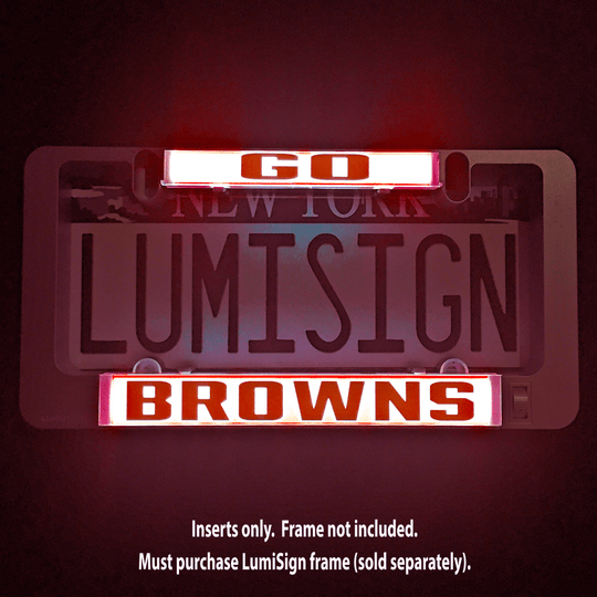 LumiSign insert reading LUMISIGN and BROWNS, with GO at the top