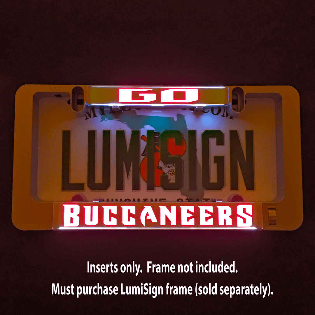 LumiSign Buccaneers illuminated insert with red wordmark and multicolor graphics