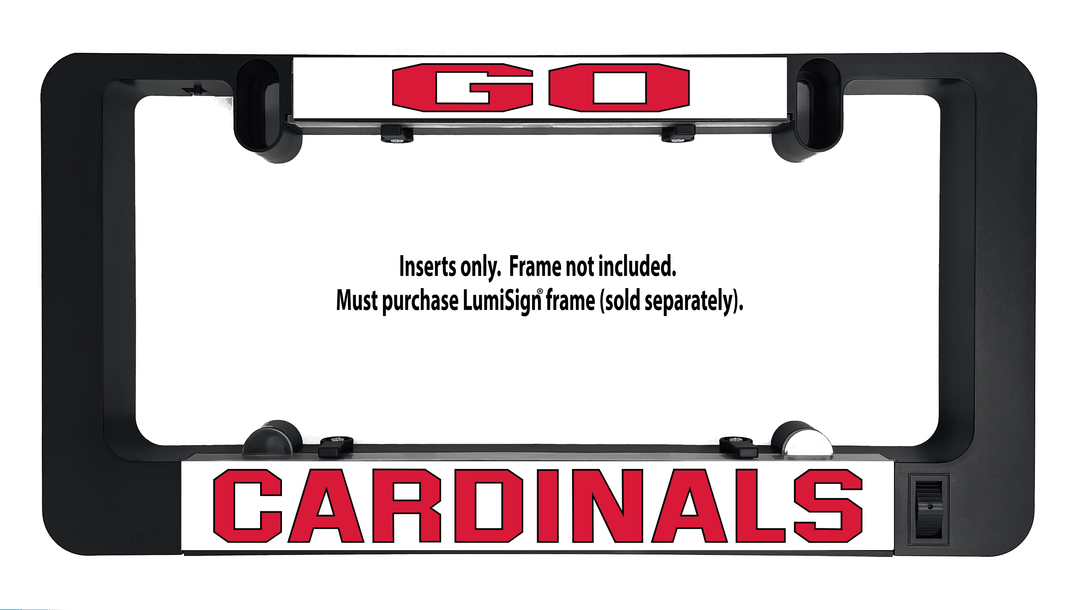 GO Cardinals insert with red “CARDINALS” letters on a LumiSign panel
