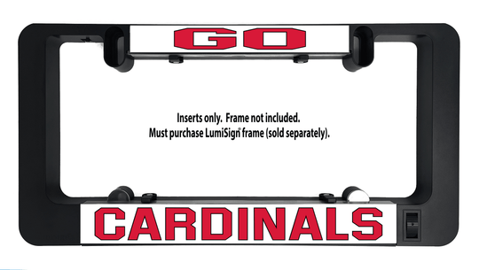 GO Cardinals insert with red “CARDINALS” letters on a LumiSign panel