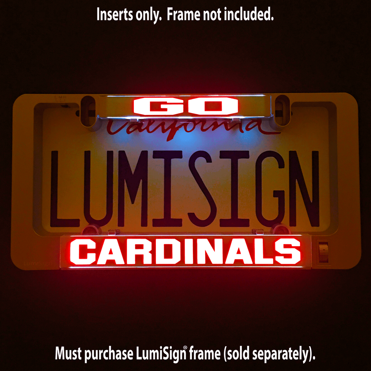 Illuminated Cardinals LumiSign insert with GO and CARDINALS lettering