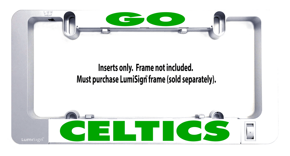 LumiSign Celtics light-up insert panel with green CELTICS lettering; frame not included