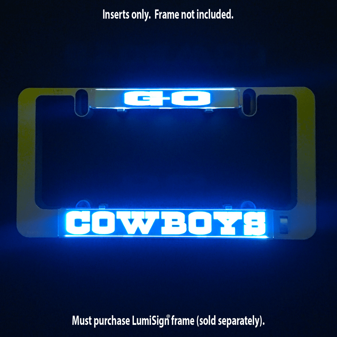 Go Cowboys light-up sign insert with blue LED glow; inserts only, frame not included