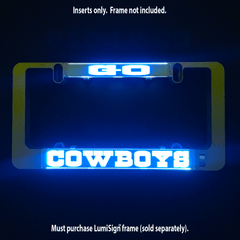 Go Cowboys light-up sign insert with blue LED glow; inserts only, frame not included