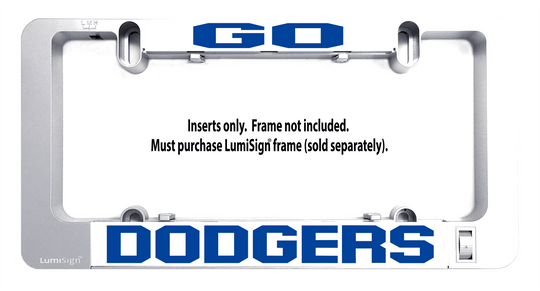 GO DODGERS LumiSign insert with blue lettering and two metal clips