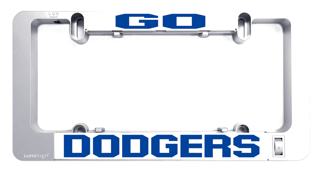 Grey frame with blue DOODGERS LED insert sign