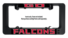 Falcons logo insert for LumiSign, red lettering with dark border and mounting tabs
